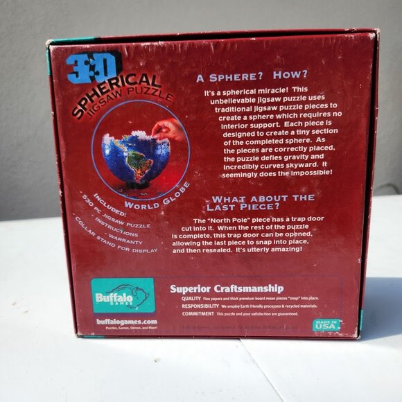 3D Spherical Puzzle World Globe 9.5" Diameter 530 Pieces Geography Free standing - Picture 10 of 16